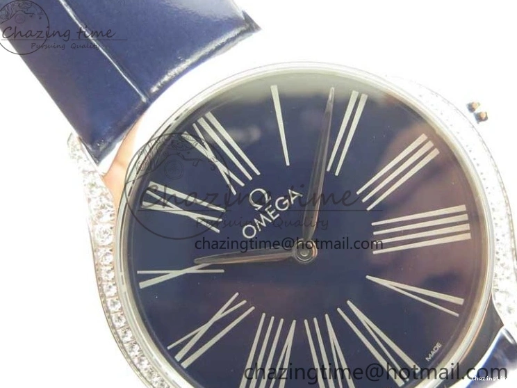 0422 Ladies’ De Ville Trésor Diamond Blue Dial Blue Fabric Watch OXF 1:1 Best Edition Swiss Quartz Upgraded 7892